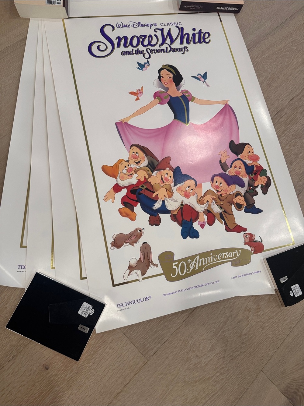 4 Snow White and the Seven Dwarfs 50th Anniversary Poster -gold foil